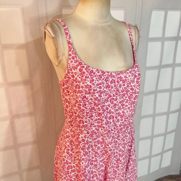 Old Navy NWT Pink White Floral Sleeveless Linen Blend Cami Mini Sundress Medium - Picture 2 of 10
